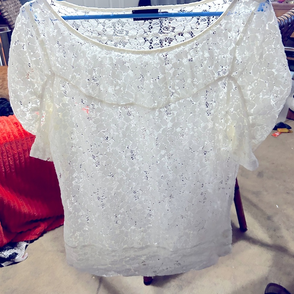 The Limited white lace shirt